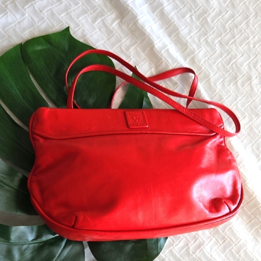 Elegant Vintage Anne Klein Red Leather Clutch/ Shoulder Bag